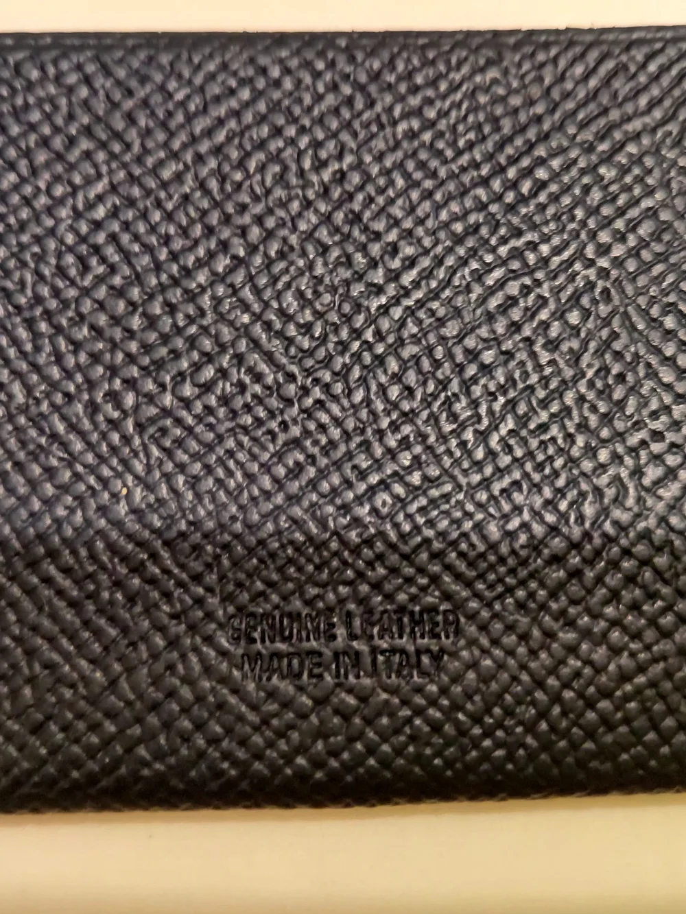 Vince Black Blue Textured Leather Card Holder with V Detail Italy